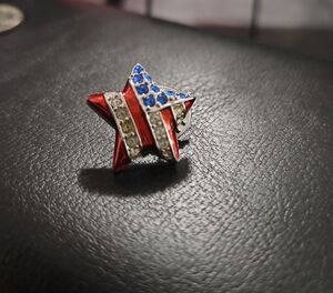 Christopher Radko Star Brooch with Red, White, and Blue Accents